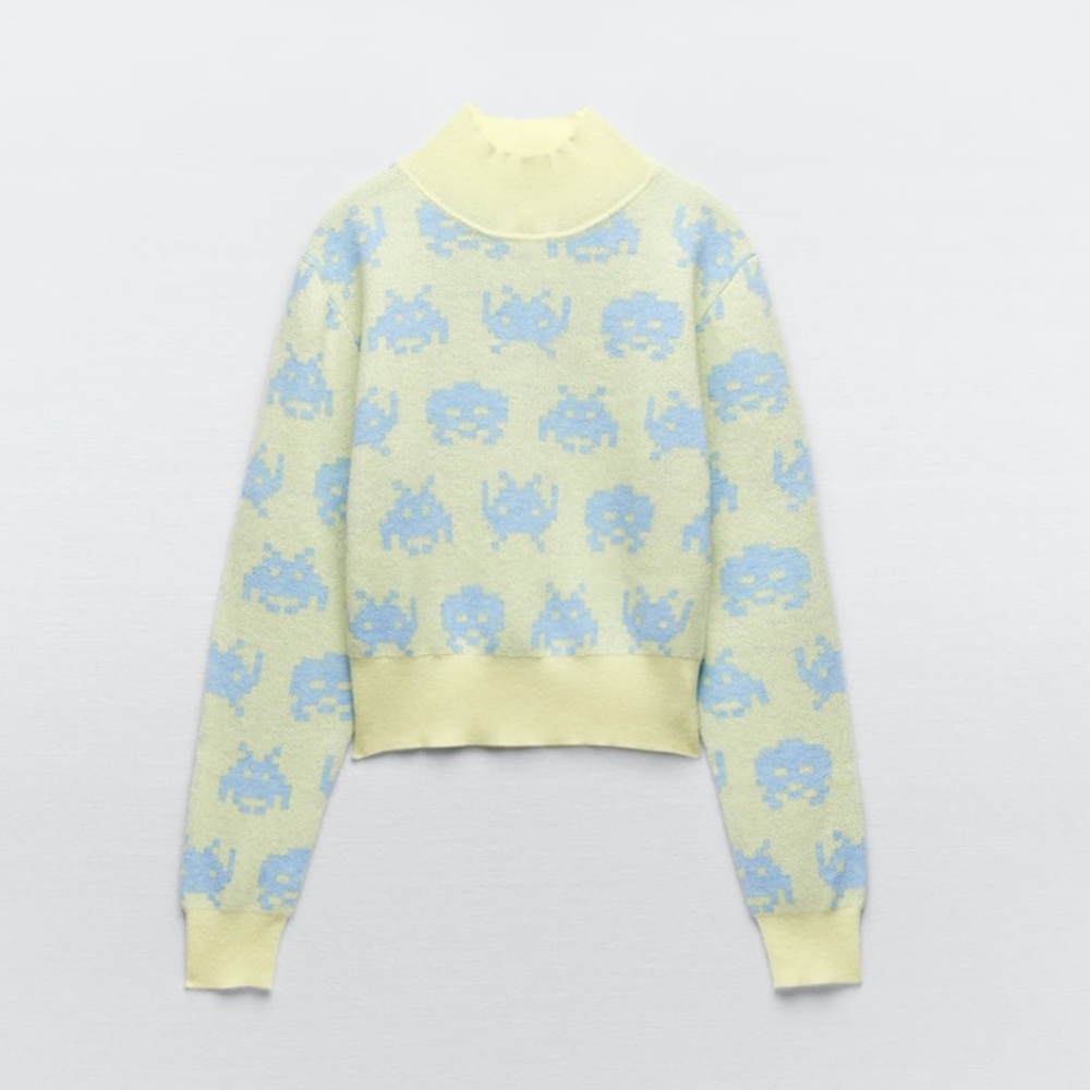 Zara Jacquard Space Invaders Taito Sweatshirt